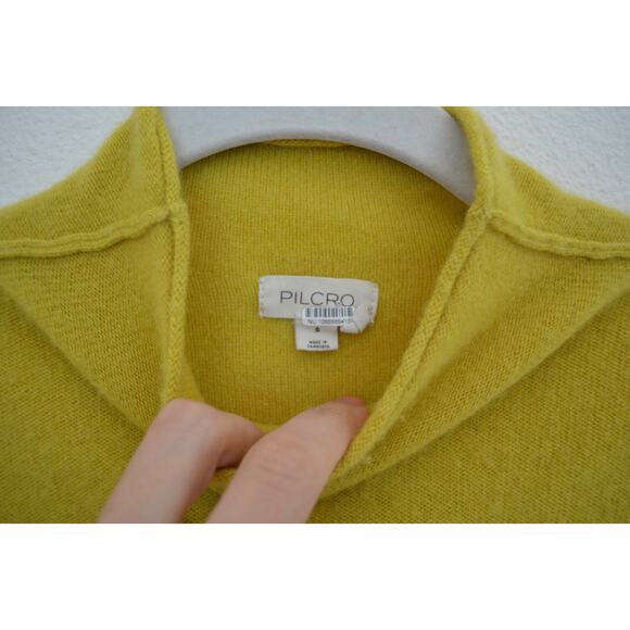 Pilcro Anthropologie Alani Cashmere Sweater Small Chartreuse Yellow - Picture 6 of 7